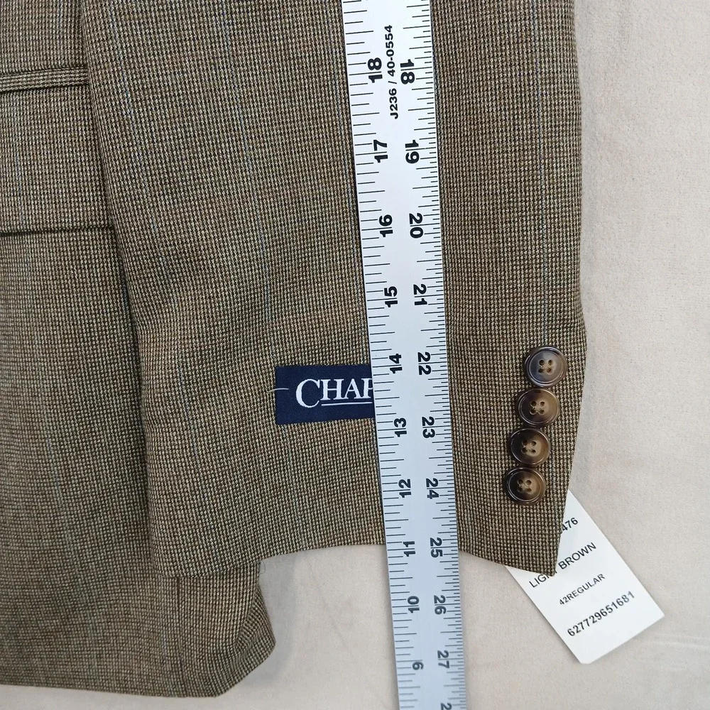 Chaps 42R‎ Mens Blazer Sport Coat Jacket NWT Brown 21x30 FLAW